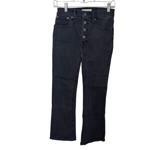 Madewell Cali Demi Boot Jeans Size 26 Black High Rise Stretch Button‎ Fly Denim